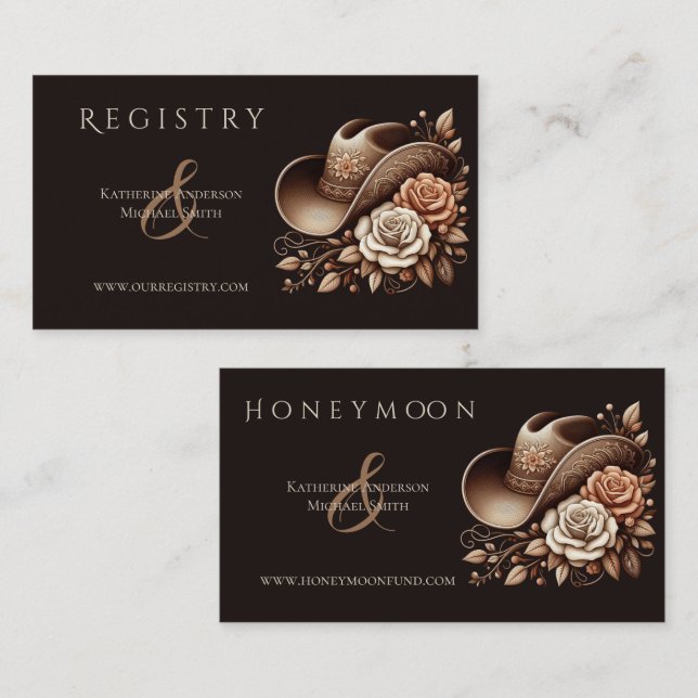 Land Western Cowgirl Hat med blommor Visitkort (Fram/baksida)