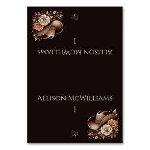 Land Western Cowgirl Hat med Flower Vegetarian Bordsnummer