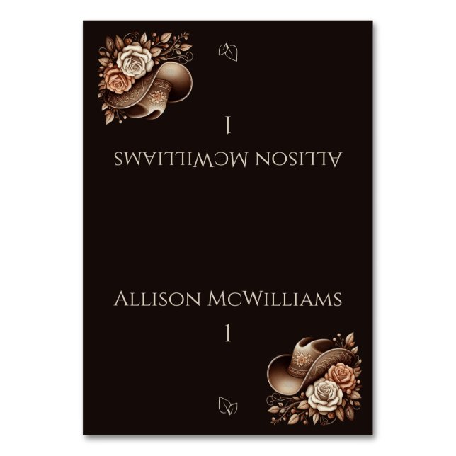 Land Western Cowgirl Hat med Flower Vegetarian Bordsnummer (Framsidan)