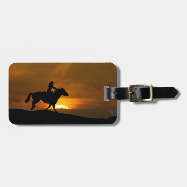 Land Western Cowgirl Sunset Bagagebricka (Horisontell Framsida)