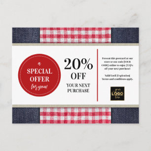 Land Western Denim Gingham Coupon Rabatt Vykort