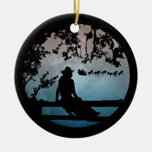 Land Western Horse Sleigh Julafton Ornament
