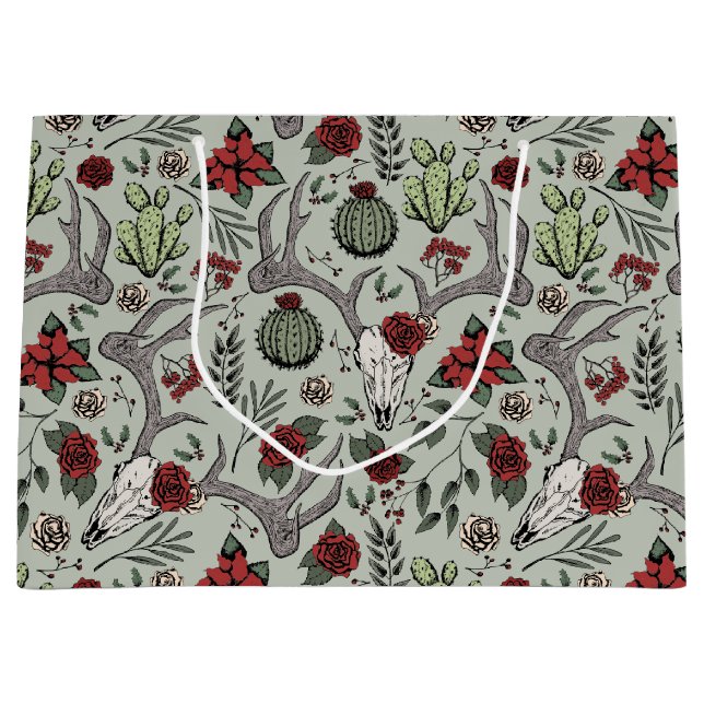 Land Western julafton Blommigt Reindeer Skull (Framsidan)