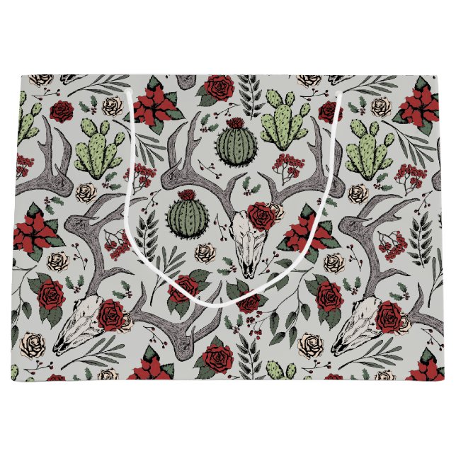 Land Western julafton Blommigt Reindeer Skull (Framsidan)