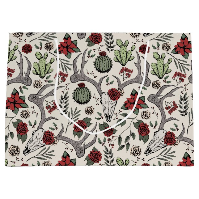 Land Western julafton Blommigt Reindeer Skull (Framsidan)