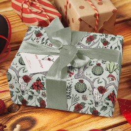 Land Western julafton Blommigt Reindeer Skull Presentpapper