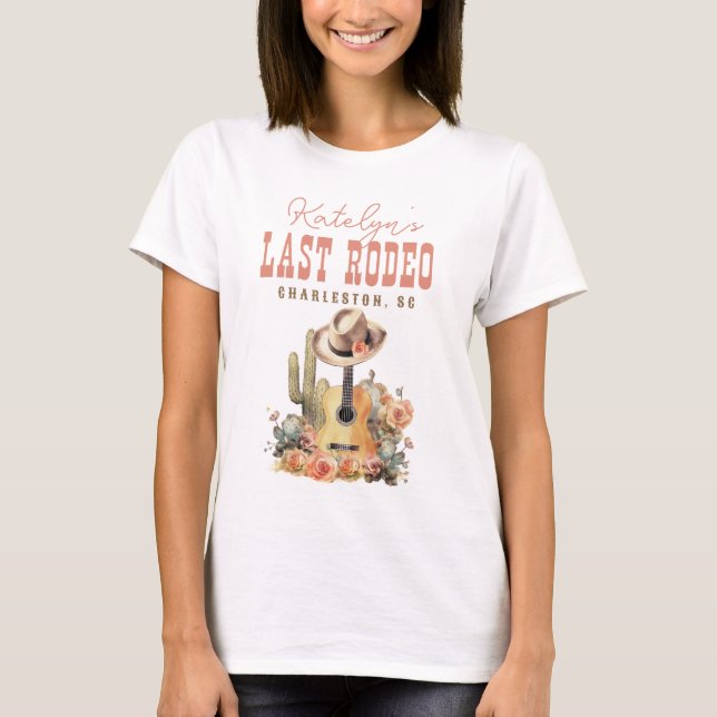Land Western Last Rodeo Bachelorette Helg T Shirt (Framsida)