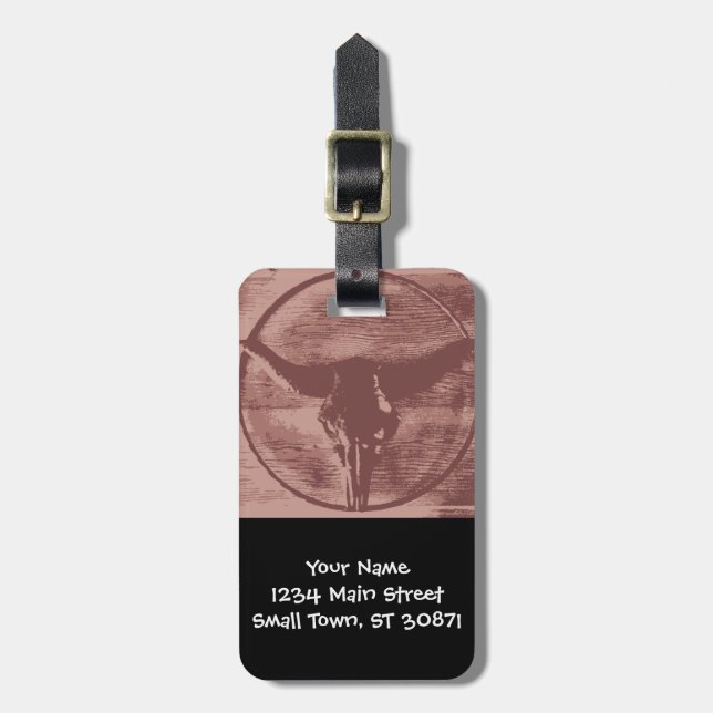 Land Western Longhorns Bull Skull Cowboygåvor Bagagebricka (Vertikal Framsida)