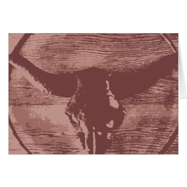 Land Western Longhorns Bull Skull Cowboygåvor OBS Kort (Framsidan Horizontal)