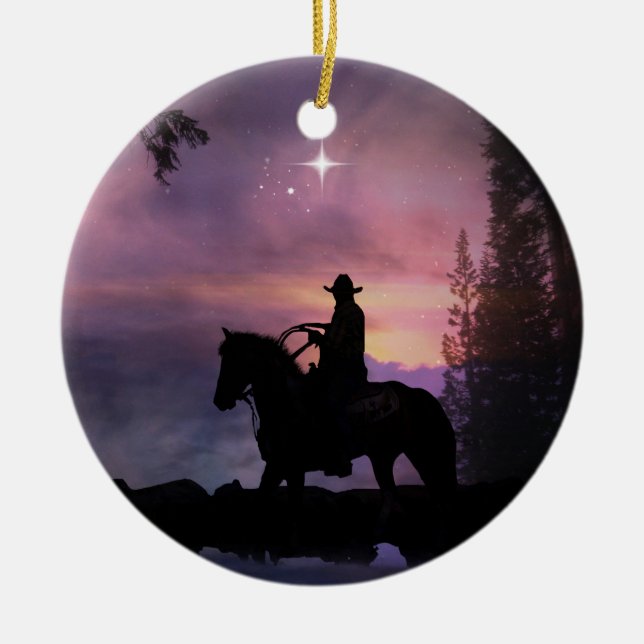 Land Western Rustic Cowboy Julafton Ornament (Framsidan)