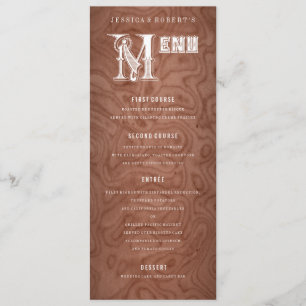 Land Western Rustic Wood Bröllop Middag Meny