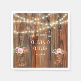 Land Western Wood Ljus Violin Bröllop Pappersservett