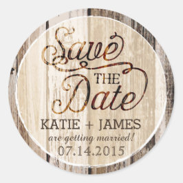 Land Western Wood Rustic Save the Date Label Runt Klistermärke