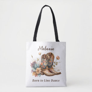 Land Westerna Boots Flowers Line Dance Tote Tygkasse