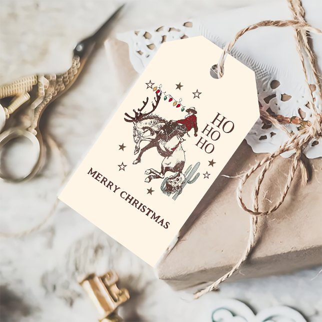 Land Westerna Cowboy Horse Juletiketter Presentetikett (Skapare uppladdad)