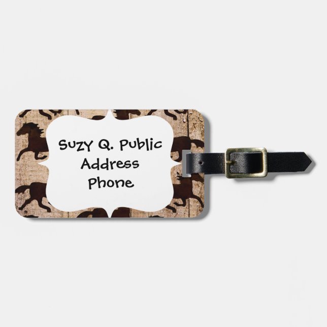 Land Westerna hästar på barn Wood Cowboygåvor Bagagebricka (Horisontell Framsida)