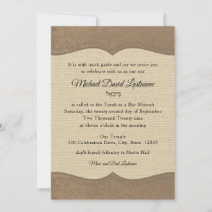Land Westerna Rustic Pub Mitzvah Inbjudningar