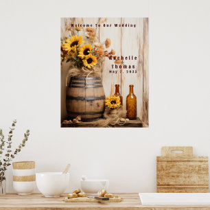 Land Westerna solblommor Whiskey Barrel Välkommen Poster