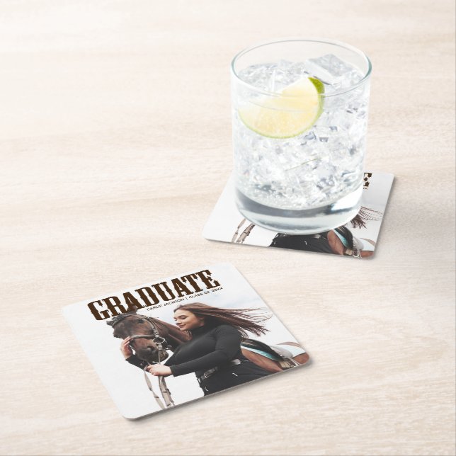 Land Westerna Student, fotfoto Cowgirl Studenten Underlägg Papper Kvadrat (Insitu)