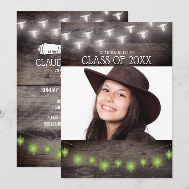 Land Westerna sydvästra fotoStudentfesten Inbjudningar (Fram/baksida)