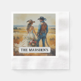 Land Westerna vattenfärgen Bröllop Pappersservett