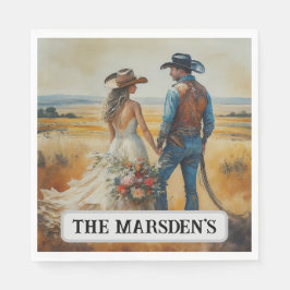 Land Westerna vattenfärgen Bröllop Pappersservett