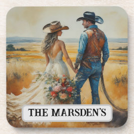 Land Westerna vattenfärgen Bröllop Underlägg