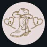 Land Westerna Vintagen Förra Rodeo-Rosan Runt Klistermärke<br><div class="desc">Land Western Vintage Förra Rodeo Rosa Stickers.</div>