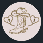 Land Westerna Vintagen Förra Rodeo-Rosan Runt Klistermärke<br><div class="desc">Land Western Vintage Förra Rodeo Rosa Stickers.</div>