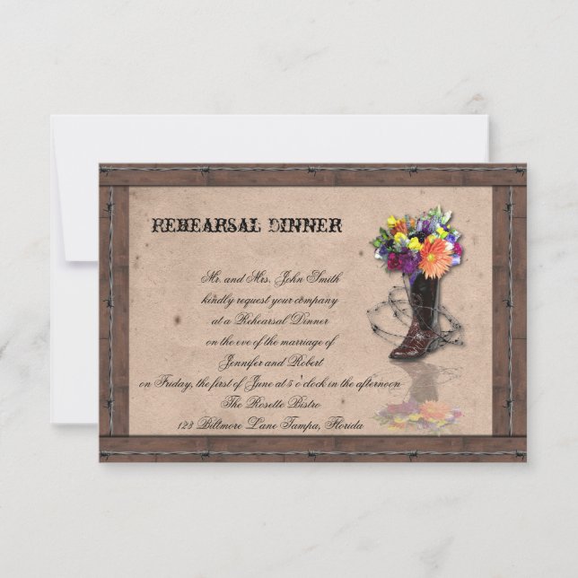 Land, Westernare, babyat Wire Bröllop-repetition Inbjudningar (Framsida)