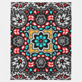 Land Westernare Boho Chic Elegant Red och Aqua Fleecefilt