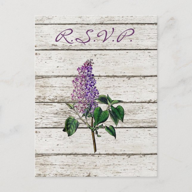 land whitewaschemaschade lä lila lilac bröllop inbjudan vykort (Framsida)