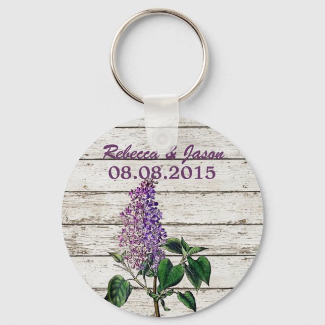 land whitewaschemaschade lä lila lilac bröllop nyckelring (Framsida)