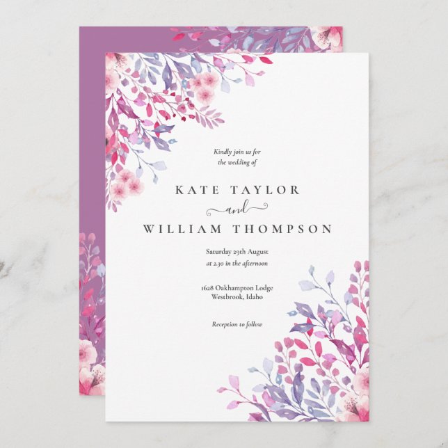 Land Wildblommor Blommigt Bröllop Inbjudningar (Fram/baksida)