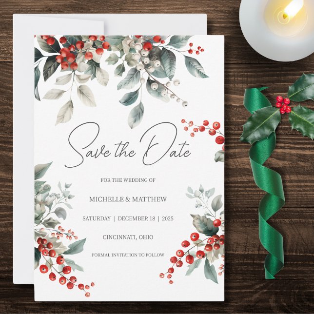 Land Winter Holly Spara Datumet (Skapare uppladdad)