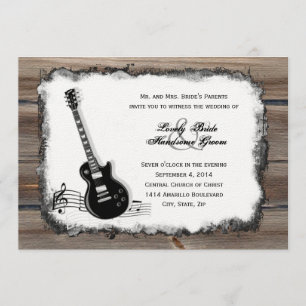 Land Wood Electric Guitar Music Wedding bjudande Inbjudningar
