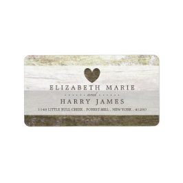 Land Wood Heart Bröllop Adressetikett