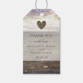 Land Wood Heart Bröllop Presentetikett