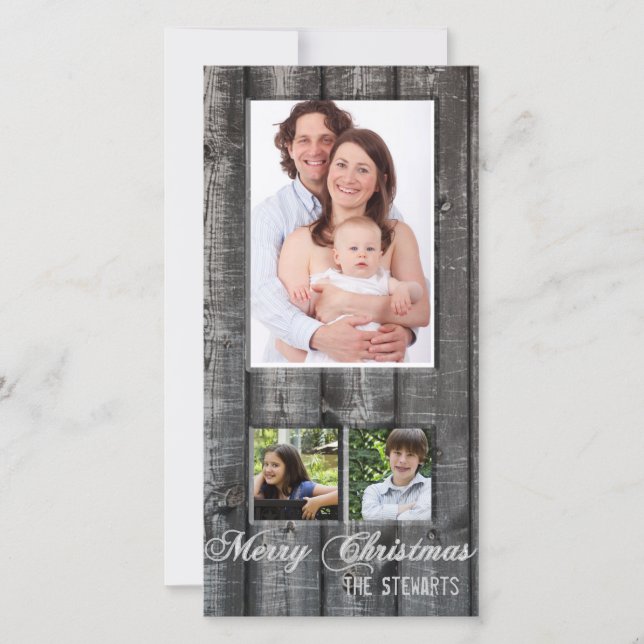 Land Wood Three Photo jul Card Julkort (Framsida)