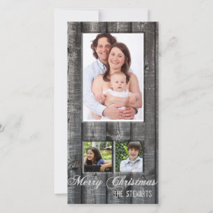 Land Wood Three Photo jul Card Julkort