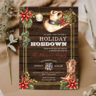 Land Wood Western jul Helgdag Hoedown Inbjudningar