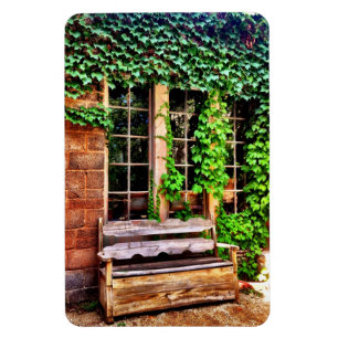 Land Wooden Bench Ivy Vines Flexible Magnet