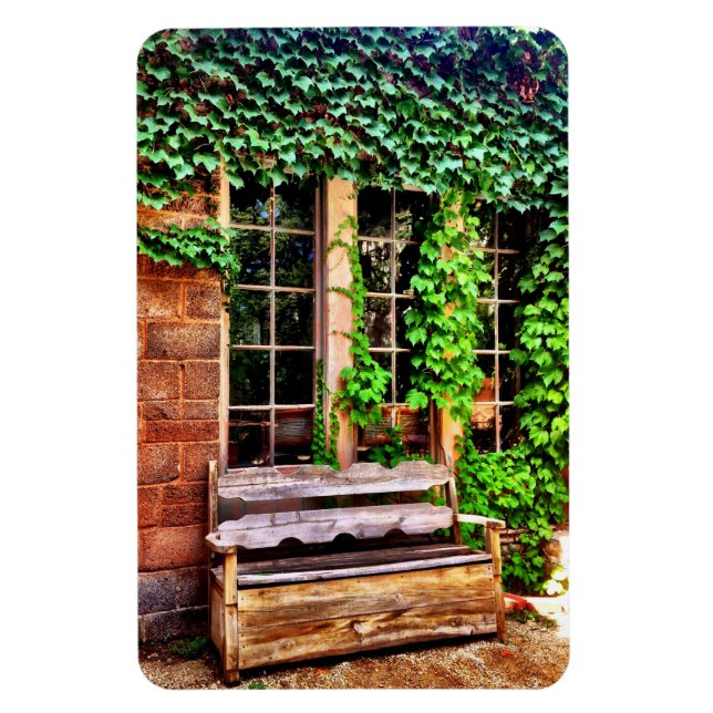 Land Wooden Bench Ivy Vines Flexible Magnet (Vertikal)