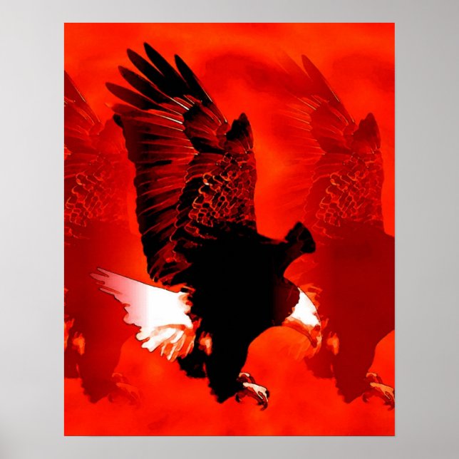 Landande Eagle Affisch Print - Röda Eagle Affische (Framsidan)
