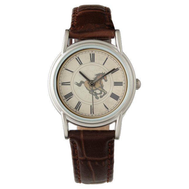 LANDBLICK ROMERSKA SIFFROR VINTAGE HÄST ARMBANDSUR (Framsida)