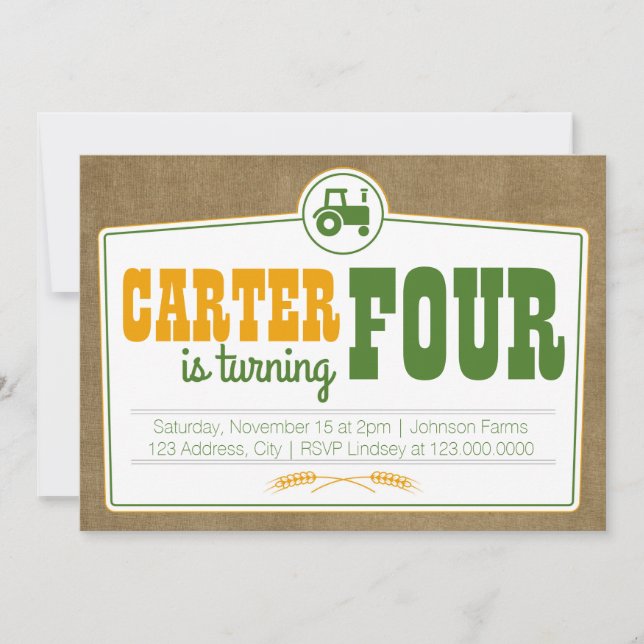 Landbrukstraktor Inbjudan (Framsida)