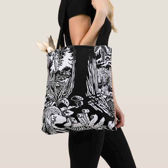 Landcape Art Tote Bag B&W Forest Eco-Art Bags Tygkasse (Närbild)