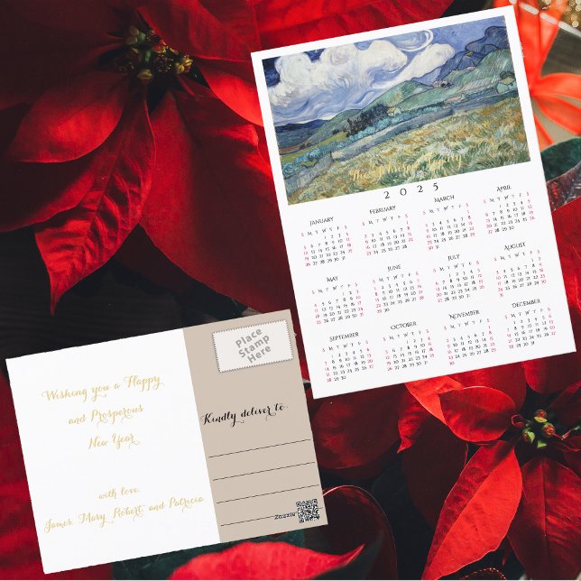 Landcape Frankrike Vincent Van Gogh 2025 Kalender Helg Vykort (Landscape France Vincent Van Gogh 2025 Calendar Holiday Postcard)