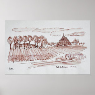Landcape Mont Saint-Michel Normandie, Frankrike Poster