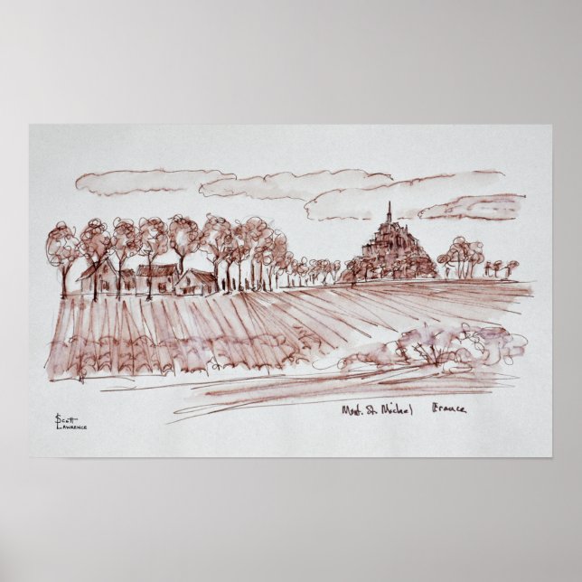 Landcape Mont Saint-Michel | Normandie, Frankrike Poster (Framsidan)